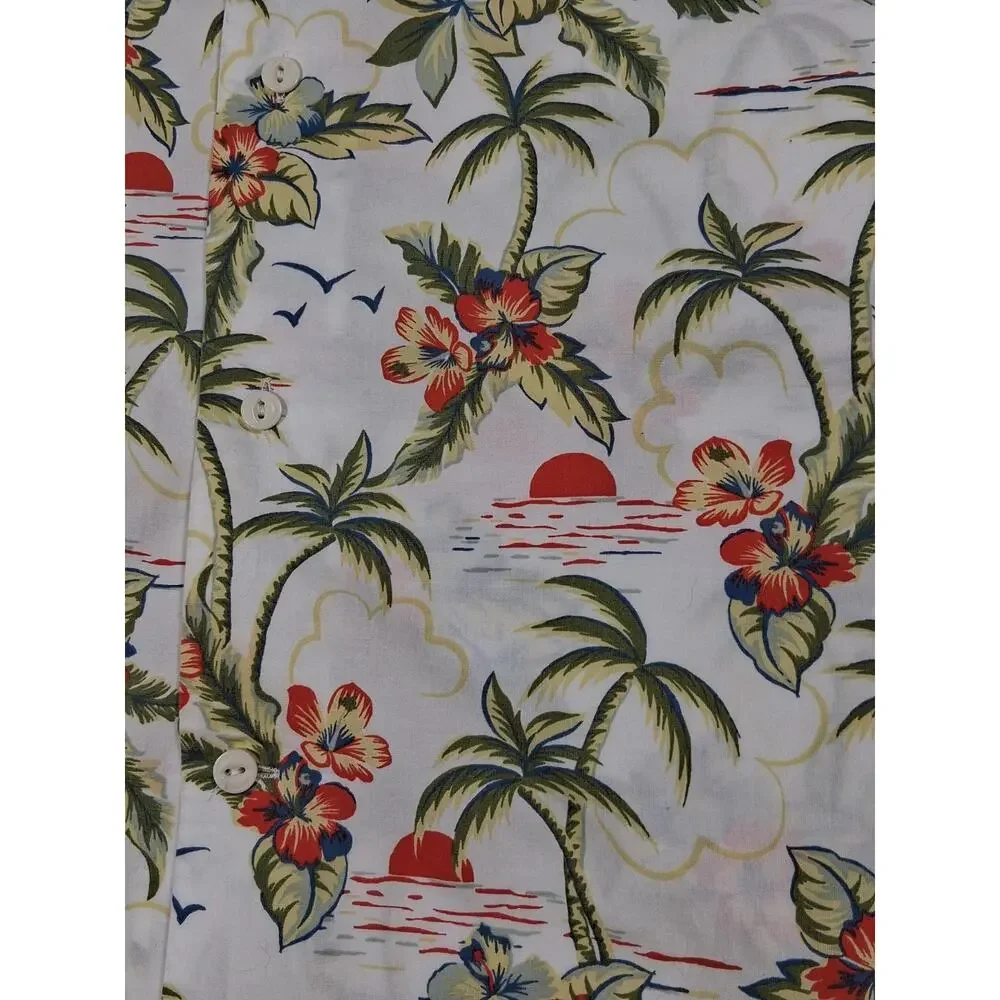 Banana Republic Men's Hawaiian Camp Shirt Medium 100% Cotton Tropical Print EUC